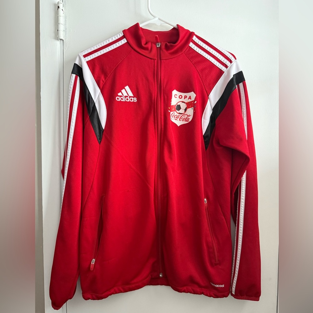 Adidas VINTAGE Red and White Track Copa Mundial Coca Cola Jacket, Size Small